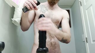 Dicktaterish indulges in massive anal toy play with a hung dude