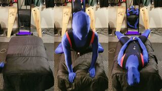 Immense Shagging Spunk all over my Zentai Latex suit and 4hunks Singlet!