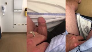 Risky Doctor’s Office Onanism: Masculine Patient in a Gown Plays W/ His Cock Expecting to get Caught