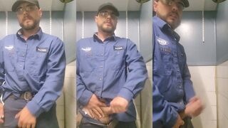 Lucas Hardwood gags on a big load while masturbating in a steamy office