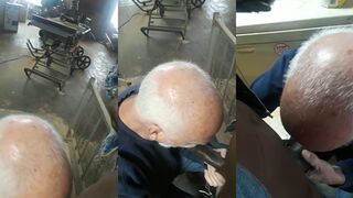 I sneaked off to lick my manager's big black cock in public