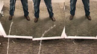 Teddybearpissing indulges in public kink with a wet and wild dressing room session