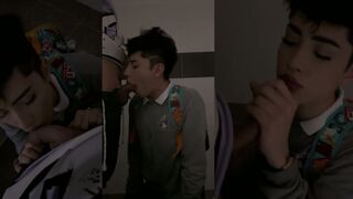 Unpaisamas, the first-timer, deepthroats a steamy public bathroom & takes a creampie