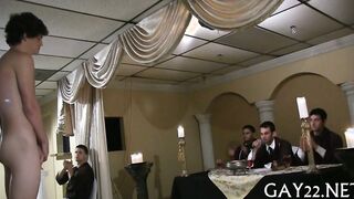 Amateur teen gets his tight hole pounded hard by a group of guys