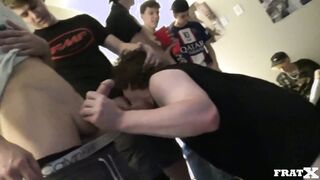 Watch this straight dude train his amateur friend with rough bareback dick-sucking and doggy-style pounding