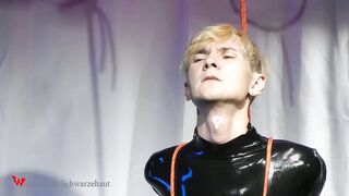 Watch this wild amateur dominate and hogtie Nicky Spandex Damsel with ball-gagged ropes