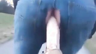 Amateur guy fucks his bike in public for some solo fun