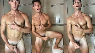 Kevin's post-workout solo shower tugging session with a steamy finish