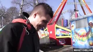 Watch this hot amateur dude take a hot cumshot in public while playing solo