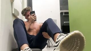 Watch BryanMatthews dominate and ignore his foot fetish with his own feet