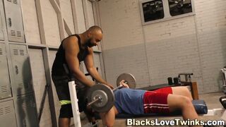 Watch this hot ebony dude shoot his load after getting his twat drilled hard and deep