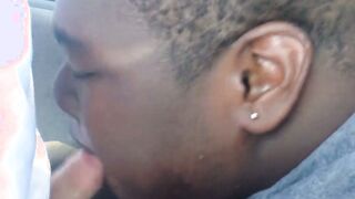 Chubby ebony slut from My Chub Biotch enjoys a public homemade interracial BJ