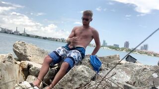 Calhoun Sawyer strokes his big dong in Miami, getting wild!