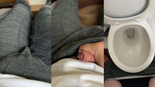 Solo male with a thirst for pee and a desire to hold in his own urine