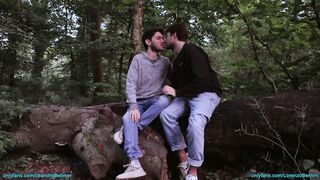 Friends jerk off together in the great outdoors