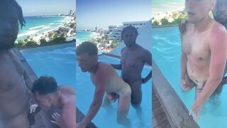 TyWithBruno gets down and dirty with a huge black cock in the risky outdoor pool
