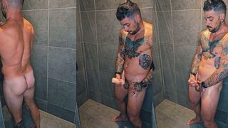 Get ready for a wild bathroom shower with your big-dicked dad