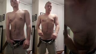 Watch as this hunk tries to be quiet while getting his tattooed ass polish and unwinds in HD