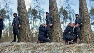 Alex Prime gets lucky with a muscular guy in public park and sucks him off