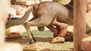 Nick3dvid's hot muscle man Hairy Centaur takes on a big dick in a wild anal adventure