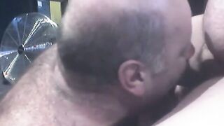 Robson gets a wild office head from chubby hairy dude