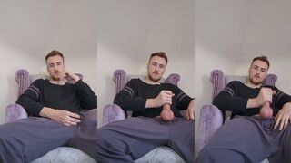 ToyBoy Ricky strokes his big white cock and cums hard