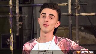 Jesse Evans dominated and banged hard by Xavier Sibley's big cock on a cross