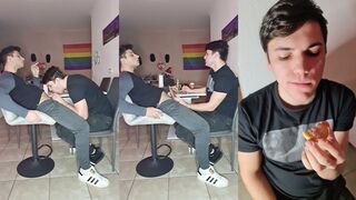 Watch this 18yo boyzxy212 suck and swallow like a pro, taking loads of cum in his mouth