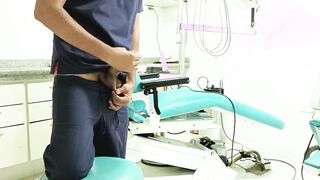 Watch Jr Andrex give a sloppy handjob to a lucky Latin dentist in the dentist's office