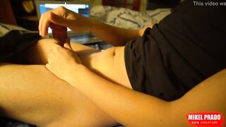 Watch this steamy movie with a manhood rubdown and a money shot for a hot babe!