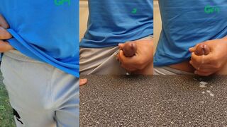 Malibog's short-sleeved shorts get a cumshot in public after intense masturbation in public