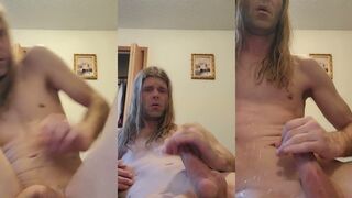 Jakestoys jerks off and cums hard with his massive fountain in HD