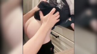 Watch me take on my stepdad's huge rod like a pro while he drips his load inside me