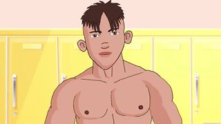 Enormous Studs goes wild with a college twink in a locker room anal session