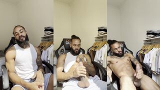Andy Rodrigues' solo session ends with a huge black cock in his tight ass