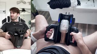 Watch this hung dude's first time with his uncircumcised jizz-shotgun & his favorite toys