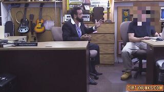 Watch this hung hunk moan in pleasure as his mouth and ass get stuffed with hot jizz