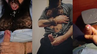 Watch as Hairy Latino Guy with Uncut Hairy Homo Orgy with HYPERSPERMIA Stallion
