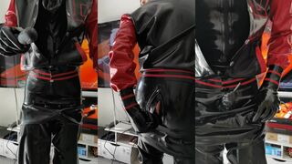 Arthur Cumulonimbus dominates three-layer spandex victim with his fake cock before getting out