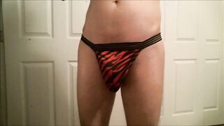 Loves Underwear shows off his nude body in a steamy thong while giving a steamy handjob in panties