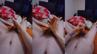 Raccoonie's hot solo session ends with a massive cumshot