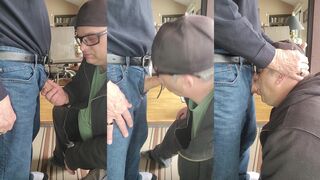 Watch Johnny's fat, straight friend get a taste of his massive cock at his place in Ohio