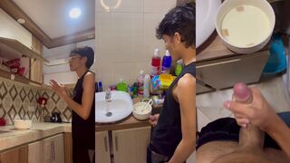 Watch this Latino MILF milk a cow with his uncut hands and handjob skills
