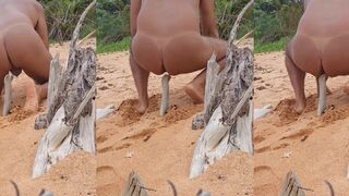 Hot shag babe in beach attire crossdresses and fucks like a wild lesbian