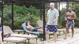 Max Adonis, Rocky Unleashed & Jkab Ethan Dale in a hot reality ditty with a black stud and his hot cumshot