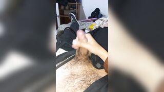 Watch a vintage pornstar stroke & give a hot POV handjob to a Latino stud
