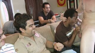 Watch this teen hunk guzzle his own jizz like a pro and swallow every drop