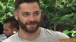 Wild anal orgy with a group of guys getting their tight asses stretched and facialized