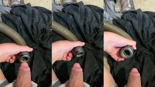 Diaperboi19 vacuums up my pee with his homemade kink toy