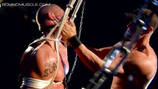 Tyler Saint dominates Sinclair with ball torment while torturing his with nipple clamps